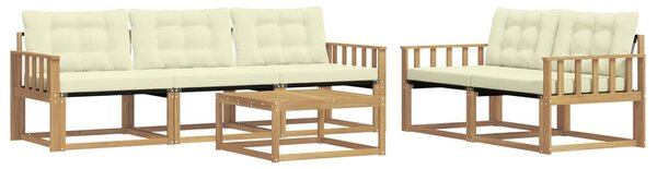 VidaXL Kültéri kanapé szett 6 pcs Fehér és Krém színű 79 x 79 x 37 cm
