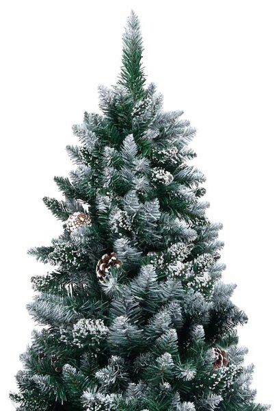 Műkarácsonyfa fenyőtobozokkal és fehér hóval 150 cm