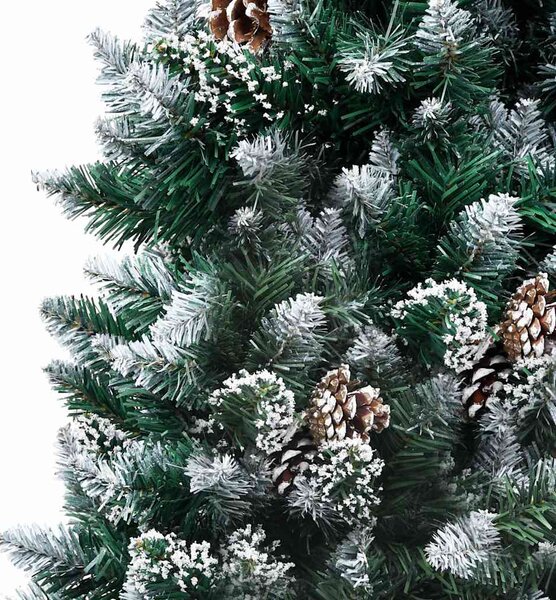 Műkarácsonyfa fenyőtobozokkal és fehér hóval 150 cm