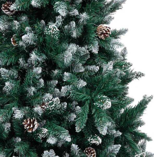 Műkarácsonyfa fenyőtobozokkal és fehér hóval 210 cm