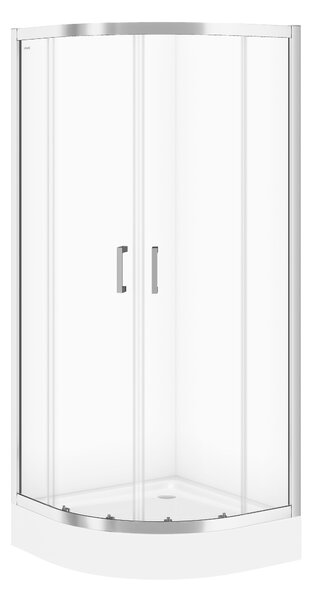 Cersanit Basic zuhanykabin zuhanytállal 80x80 cm félkör alakú króm fényes/átlátszó üveg S601-117