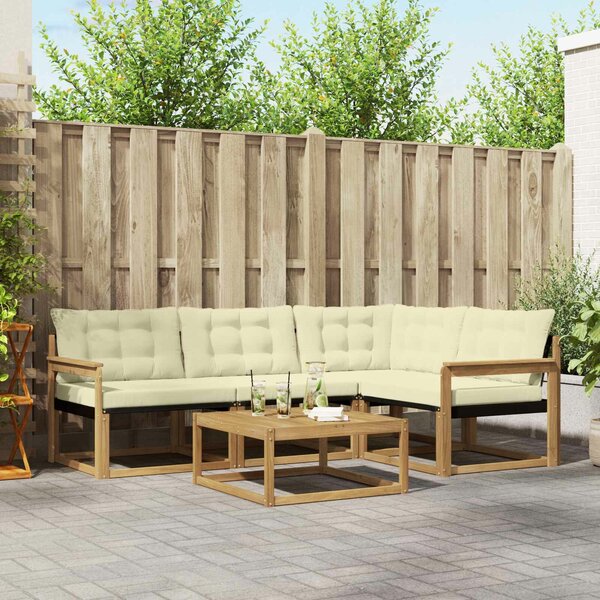 VidaXL Kültéri kanapé szett 5 pcs Fehér és Krém színű 79 x 79 x 37 cm