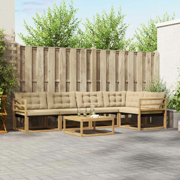 VidaXL Kültéri kanapé szett 6 pcs Fehér és Bézs 79 x 79 x 37 cm