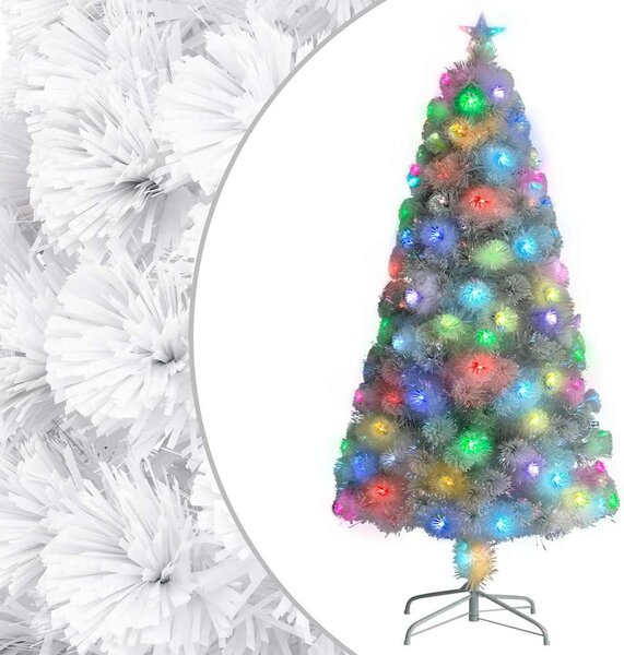 Fehér száloptikás megvilágított műkarácsonyfa 120 cm