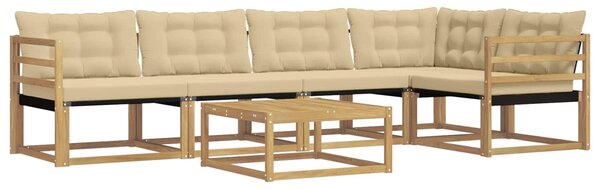 VidaXL Kültéri kanapé szett 6 pcs Fehér és Bézs 79 x 79 x 37 cm