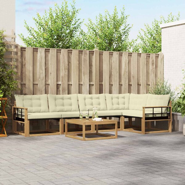 VidaXL Kültéri kanapé szett 6 pcs Fehér és Krém színű 79 x 79 x 37 cm