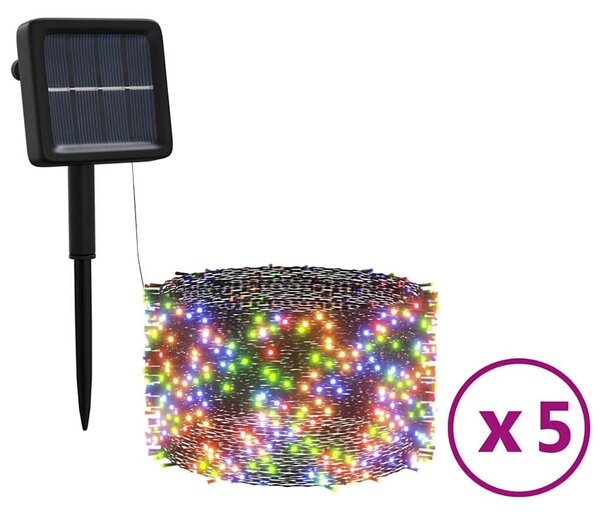 5 db 5x200 LED-es színes bel-/kültéri napelemes fényfüzér