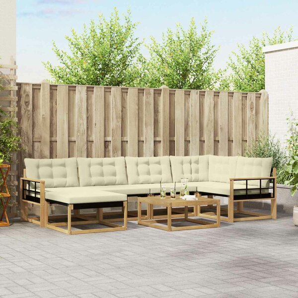 VidaXL Kültéri kanapé szett 7 pcs Fehér és Krém színű 79 x 79 x 37 cm