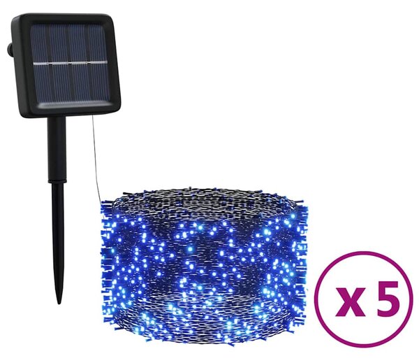 5 db 5x200 LED-es kék bel-/kültéri napelemes fényfüzér