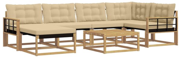 VidaXL Kültéri kanapé szett 7 pcs Fehér és Bézs 79 x 79 x 37 cm