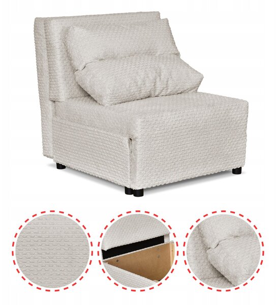 Kimo Fekvőfotel Alvási Funkcióval, Ágyneműtárolóval, Family Furniture, Bézs