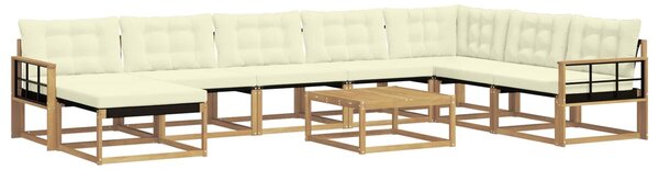 VidaXL Kültéri kanapé szett 9 pcs Fehér és Krém színű 79 x 79 x 37 cm