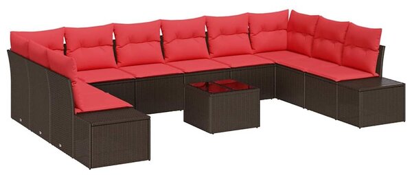 VidaXL Kerti Kanapé Szett párnával 11 pcs Barna polirattan