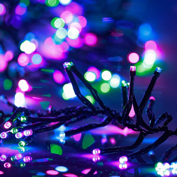 Színes pasztell fényű fürtös PVC LED-szalag 2000 LED-del