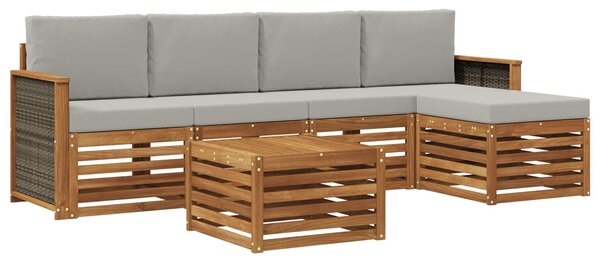 VidaXL Kültéri kanapé szett 6 pcs Természetes és Világosszürke