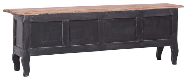 Fekete tömör mahagóni fa TV-szekrény 120 x 30 x 40 cm