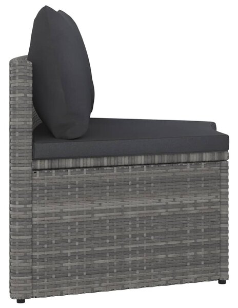2 részes szürke polyrattan kerti kanapészett párnákkal