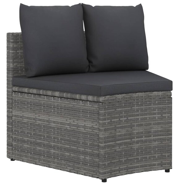 6 részes szürke polyrattan kerti kanapészett párnákkal