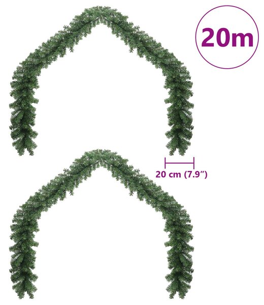 Karácsonyi girlanda 2 db Zöld 20 m PVC