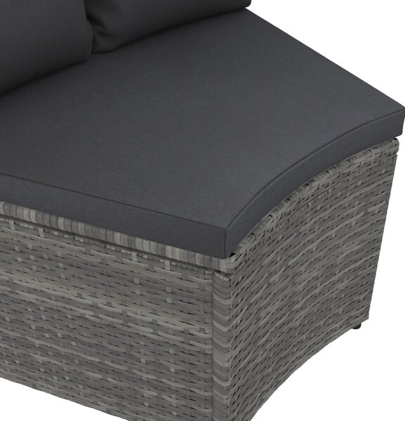 2 részes szürke polyrattan kerti kanapészett párnákkal