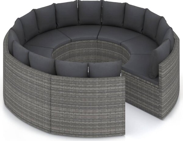 8 részes szürke polyrattan kerti kanapészett párnákkal