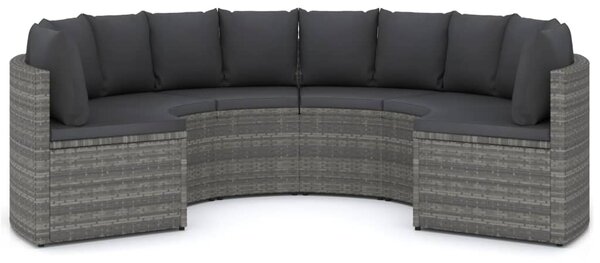 6 részes szürke polyrattan kerti kanapészett párnákkal