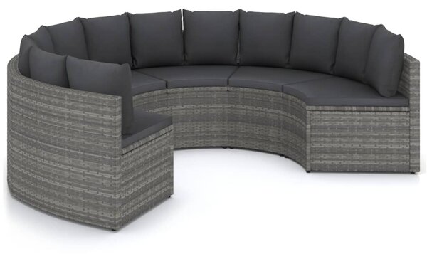 6 részes szürke polyrattan kerti kanapészett párnákkal