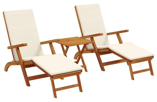 VidaXL Függőágy és összecsukható napozóágy 3 pcs Krémfehér