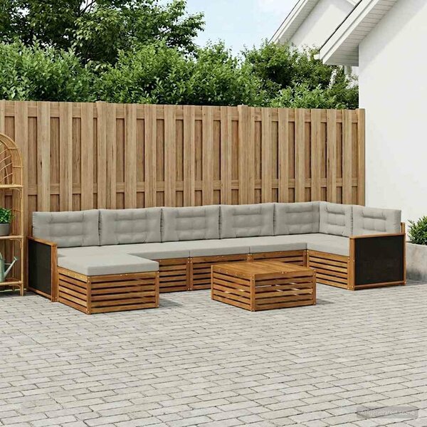 VidaXL Kültéri kanapé szett 8 pcs Természetes és Világosszürke