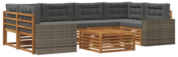 VidaXL Kültéri kanapé szett 7 pcs Természetes és antracit Poliészter