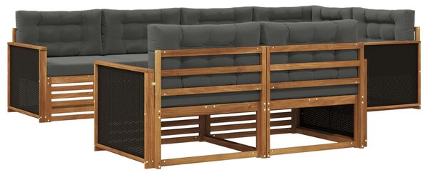 VidaXL Kültéri kanapé szett párnával 7 pcs Természetes és antracit