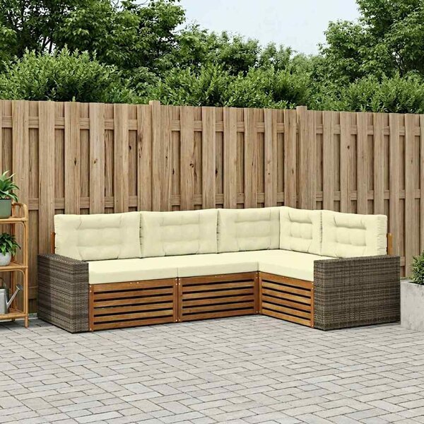 VidaXL Kültéri kanapé szett 4 pcs Természetes és krémszínű