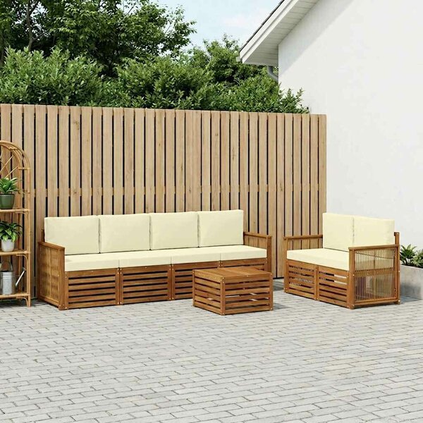 VidaXL Kültéri kanapé szett párnával 7 pcs Természetes és krémszínű