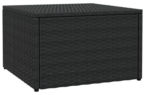 Fekete polyrattan kerti lábzsámoly párnával