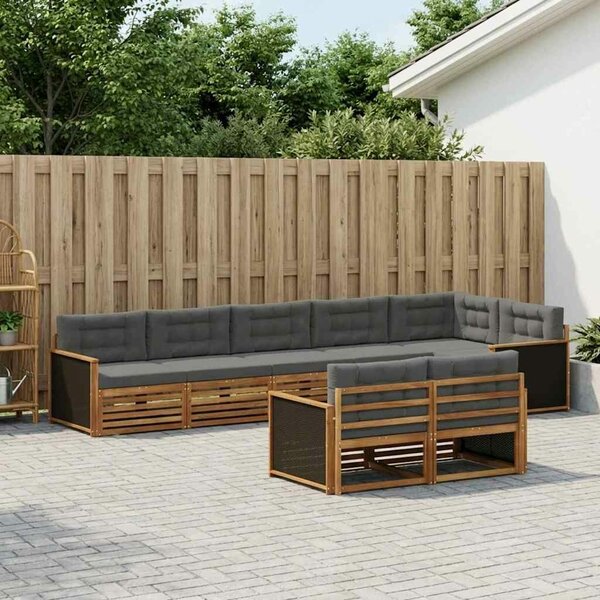 VidaXL Kültéri kanapé szett párnával 8 pcs Természetes és antracit