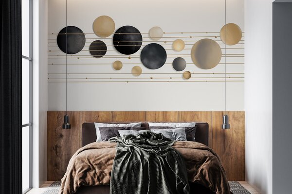 Fotótapéta Absztrakt modern design, fehér, sárga és szürke tónusú, vékony vonalakkal összekötött,, Fotótapéta modern, w09060 : Uwalls.hu