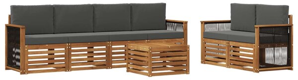 VidaXL Kültéri kanapé szett 7 pcs Természetes és antracit Tömör Akácfa