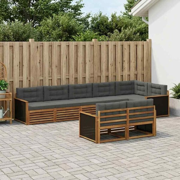 VidaXL Kültéri kanapé szett párnával 8 pcs Természetes és antracit