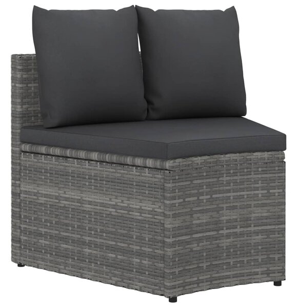 2 részes szürke polyrattan kerti kanapészett párnákkal