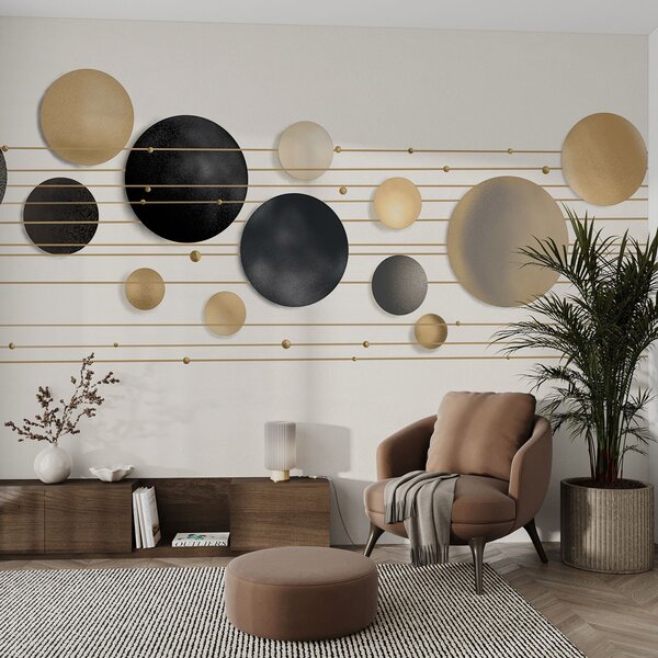 Fotótapéta Absztrakt modern design, fehér, sárga és szürke tónusú, vékony vonalakkal összekötött,, Fotótapéta modern, w09060 : Uwalls.hu