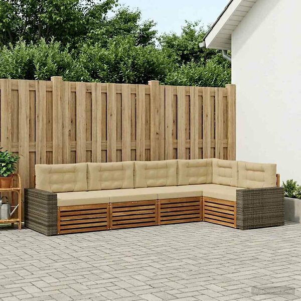 VidaXL Kültéri kanapé szett 5 pcs Természetes és bézs