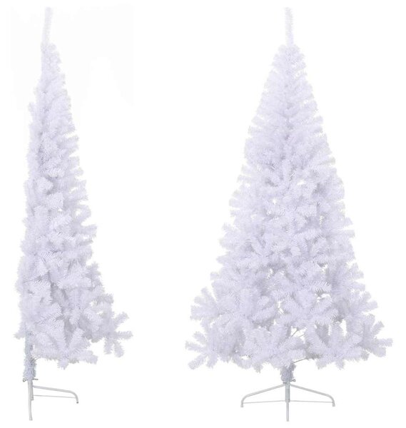 Fehér PVC fél műkarácsonyfa állvánnyal 180 cm