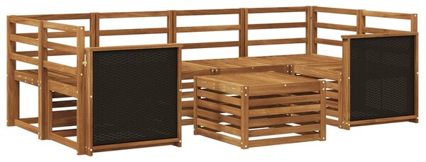 VidaXL Kültéri kanapé szett 7 pcs Természetes Tömör Akácfa