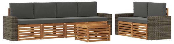 VidaXL Kültéri kanapé szett 7 pcs Természetes és antracit Tömör Akácfa