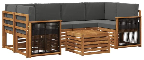 VidaXL Kültéri kanapé szett 7 pcs Természetes és antracit Tömör Akácfa
