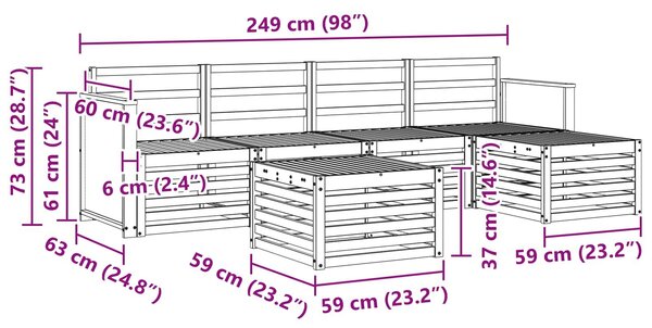 VidaXL Kültéri kanapé szett 6 pcs Természetes