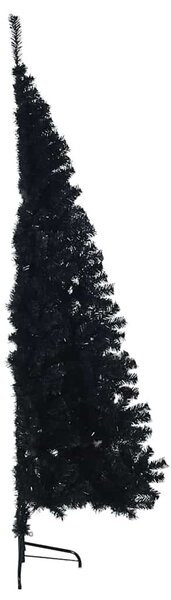 Fekete PVC fél műkarácsonyfa állvánnyal 210 cm