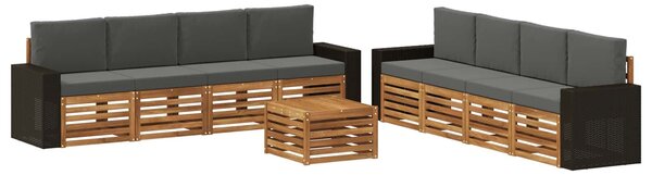 VidaXL Ülőgarnitúrák párnával 9 pcs Tömör Akácfa