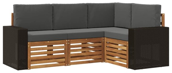 VidaXL Ülőgarnitúrák párnával 4 pcs Tömör Akácfa