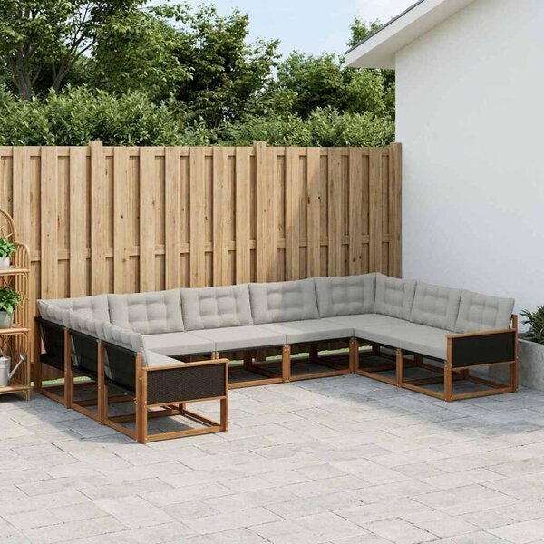 VidaXL Kültéri kanapé szett 9 pcs Természetes és Világosszürke